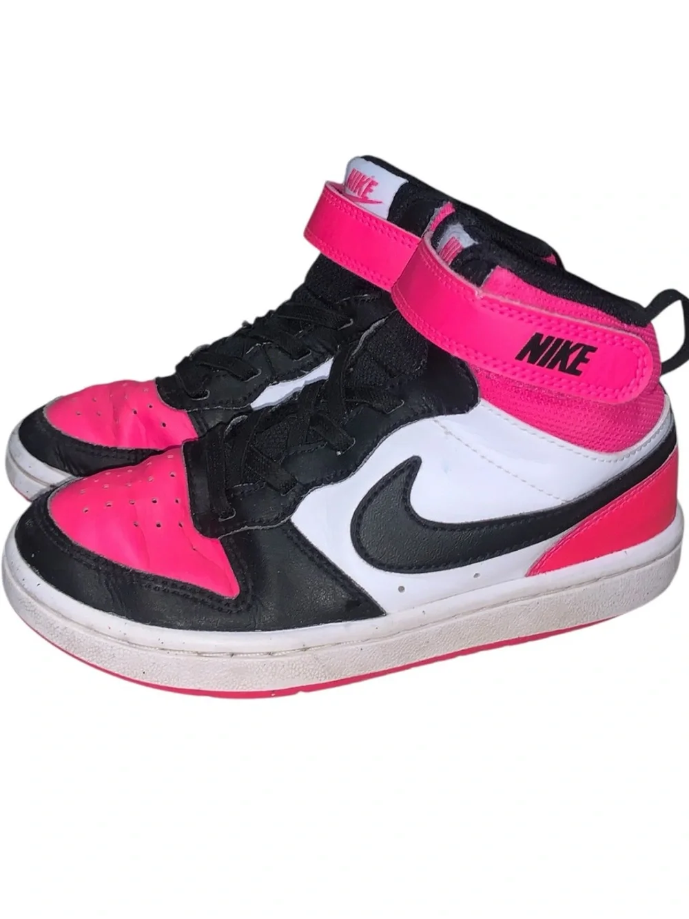Nike Kids High-Top Sneakers in Black, White & Hot Pink 13C